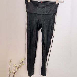 Spanx Faux Leather Legging with side stripe detail. Size L.